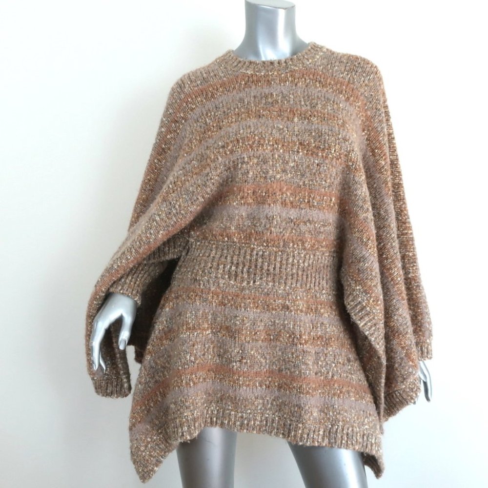 CHANEL F/W 2018 STRIPED KNIT TUNIC DRESS BEIGE/GOLD SIZE 36 KIMONO SLEEVE MINI - Picture 1 of 10
